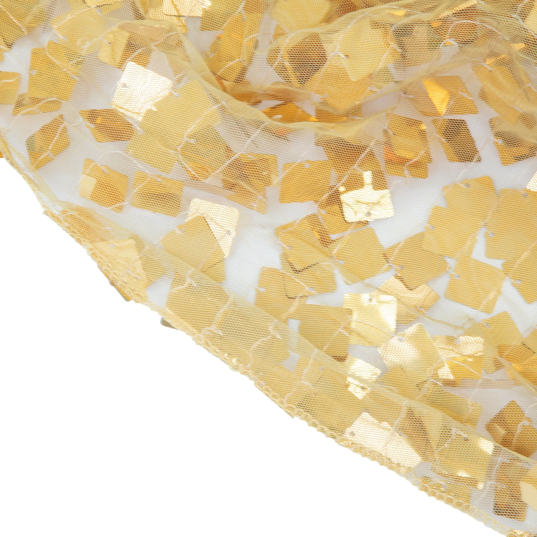 Square Payette Sequin Tablecloth 90"x156" Rectangular - Gold