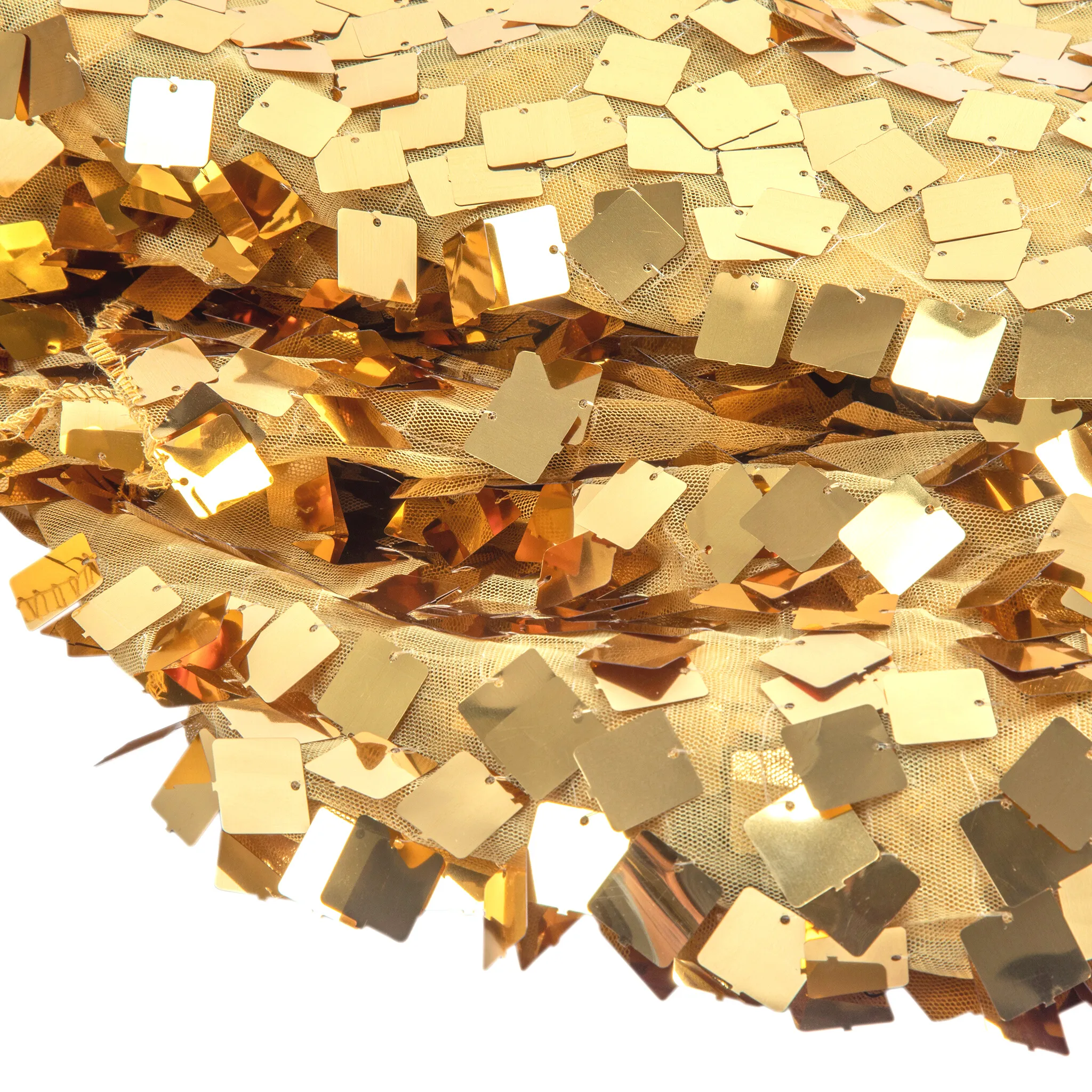 Square Payette Sequin Tablecloth 90"x156" Rectangular - Gold