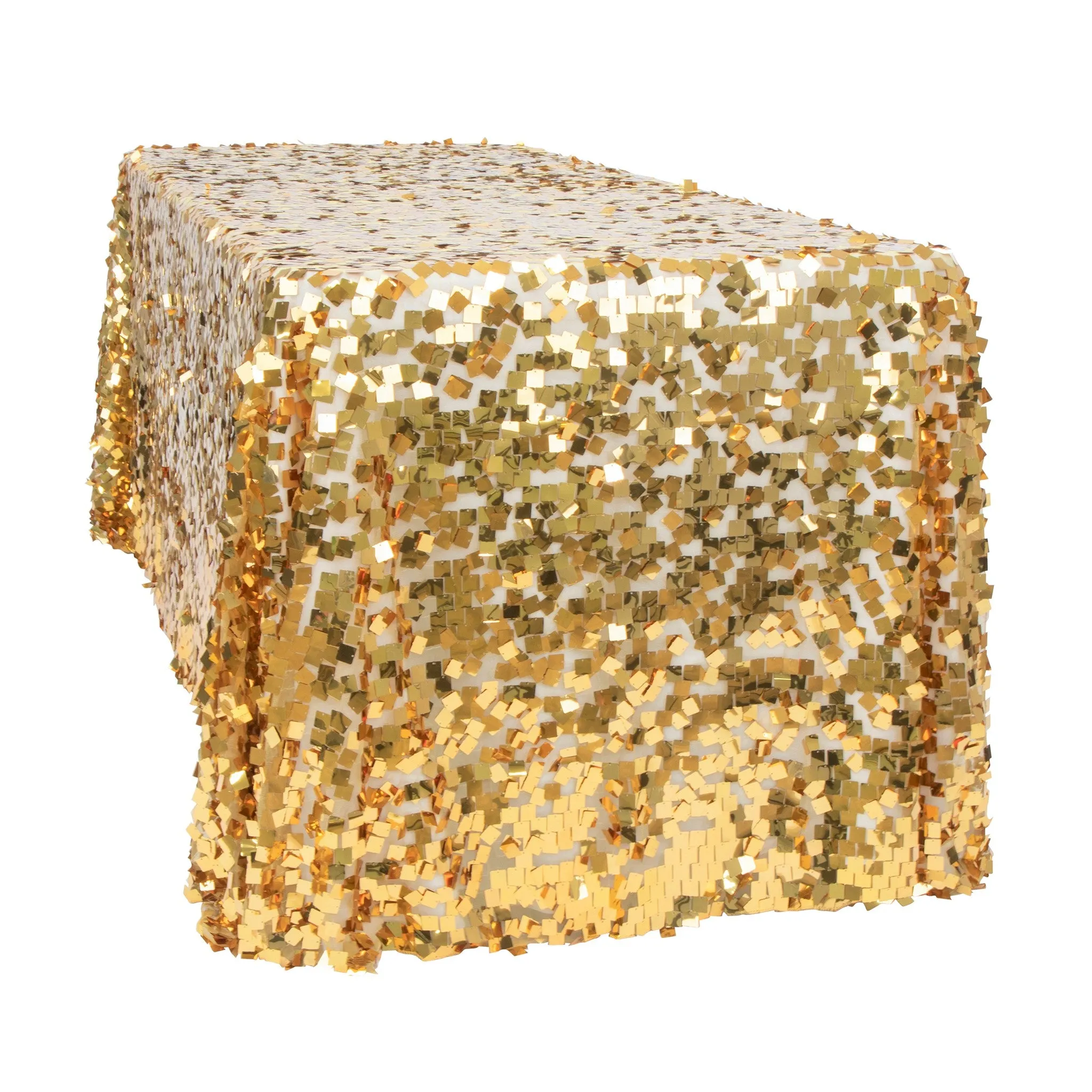 Square Payette Sequin Tablecloth 90"x156" Rectangular - Gold