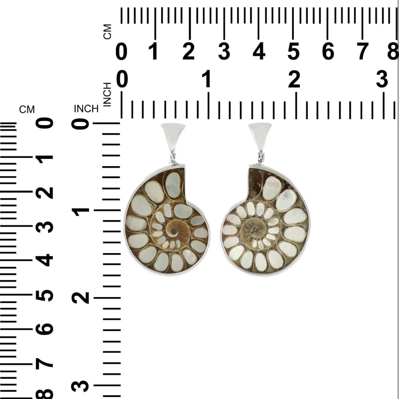 Starborn Mother of Pearl Inlaid Ammonite Pendant in Sterling Silver