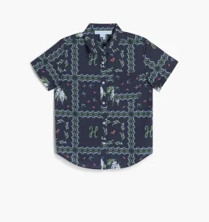 The Tiny Beau Party Top - Navy Floral Patchwork