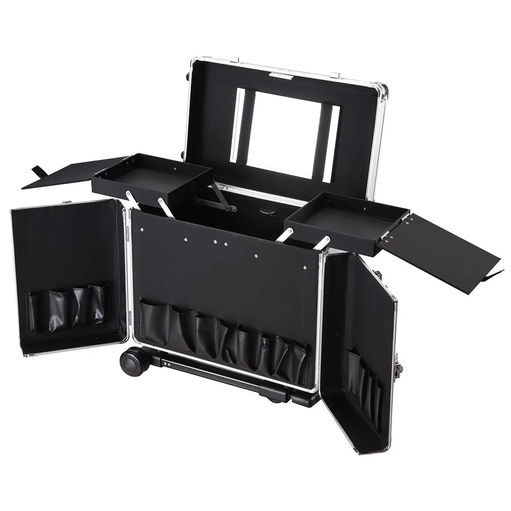TheLAShop Aluminum Rolling Barber Case Hair Stylist Case w/ Handle Mirror