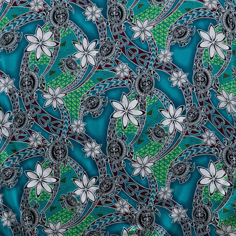 Tiare Sea Turtles Polynesian Tribal Design Fabric| Rayon