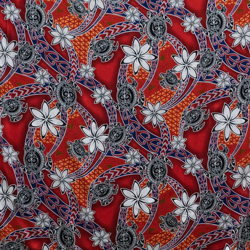 Tiare Sea Turtles Polynesian Tribal Design Fabric| Rayon