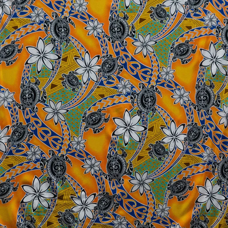 Tiare Sea Turtles Polynesian Tribal Design Fabric| Rayon
