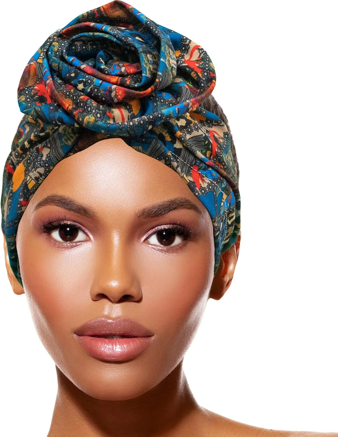 TouchUps Hair Bun Cap Hair Protection Head Wrap Hairbun Cap Wrap African Turban Pattern Headwrap Headscarfs