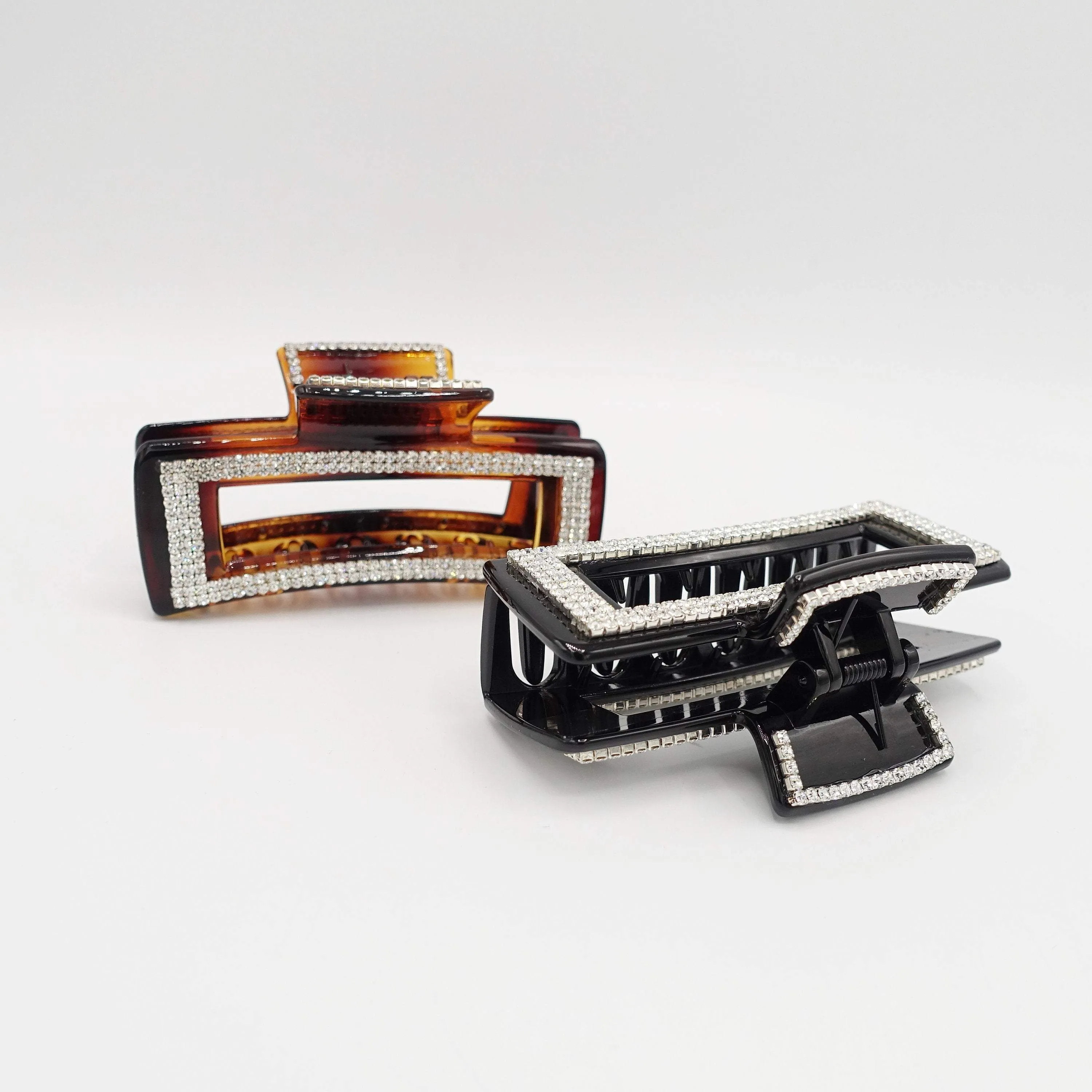 trendy hair claw rectangle rhinestone embellished hair clamp VeryShine hair accessory for women