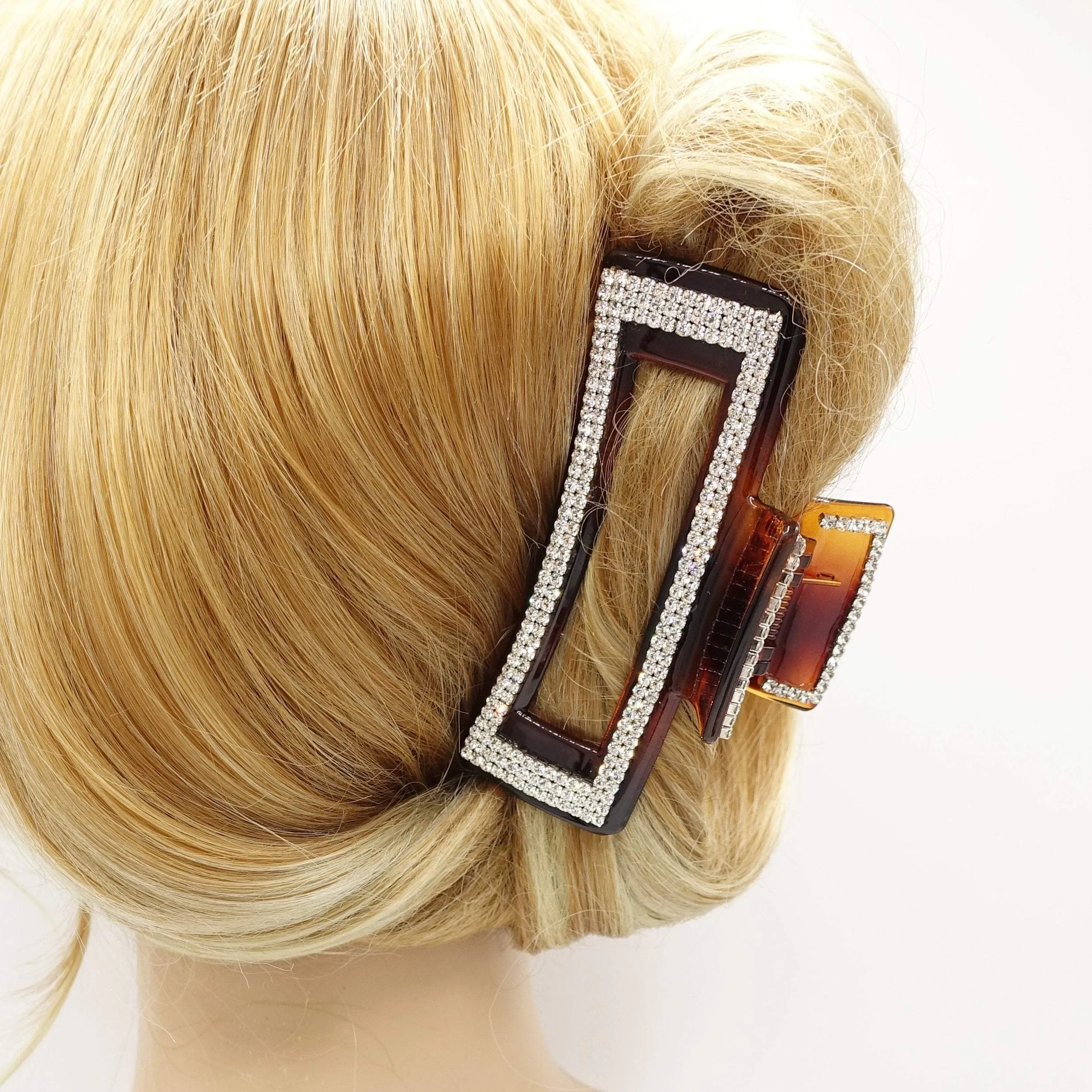 trendy hair claw rectangle rhinestone embellished hair clamp VeryShine hair accessory for women