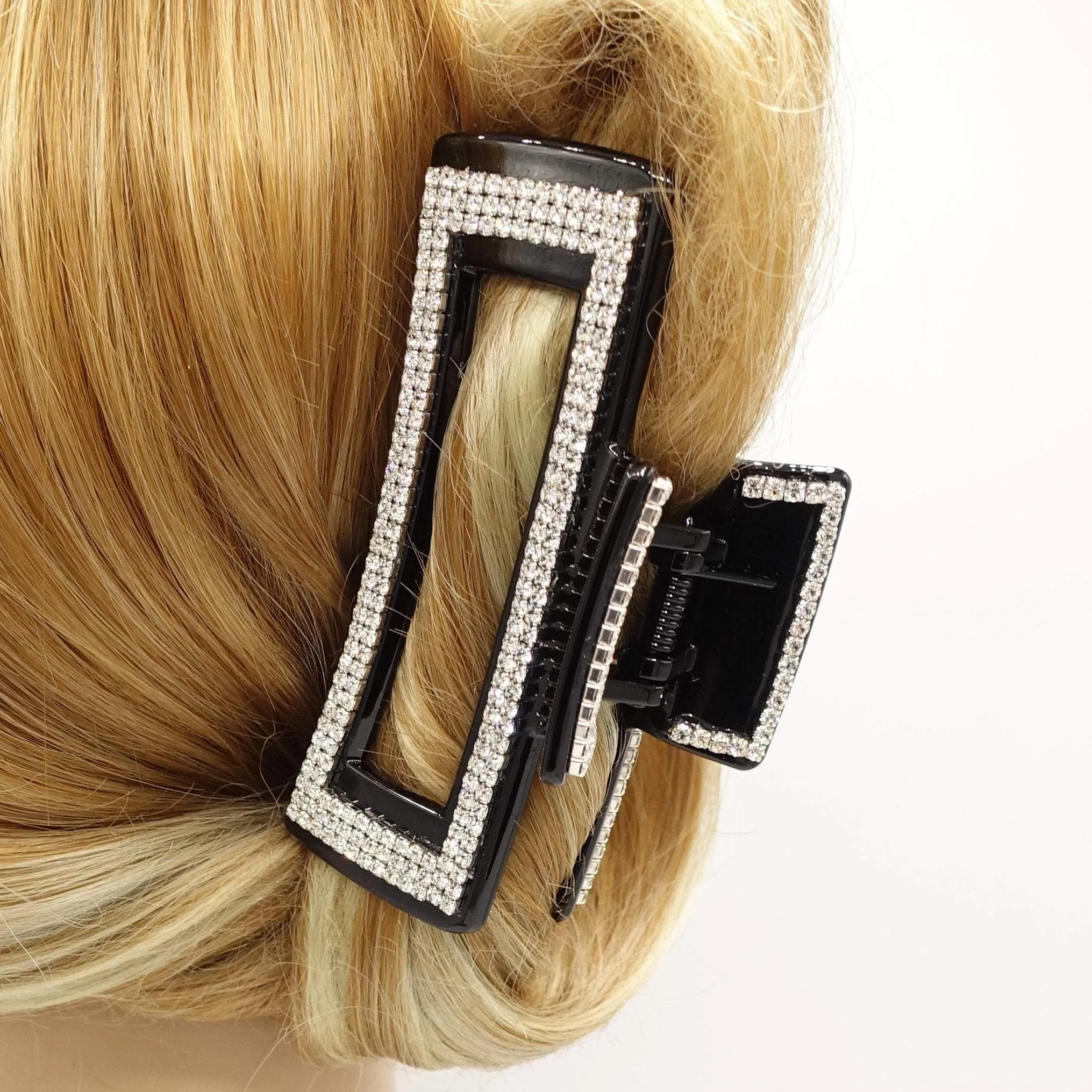 trendy hair claw rectangle rhinestone embellished hair clamp VeryShine hair accessory for women