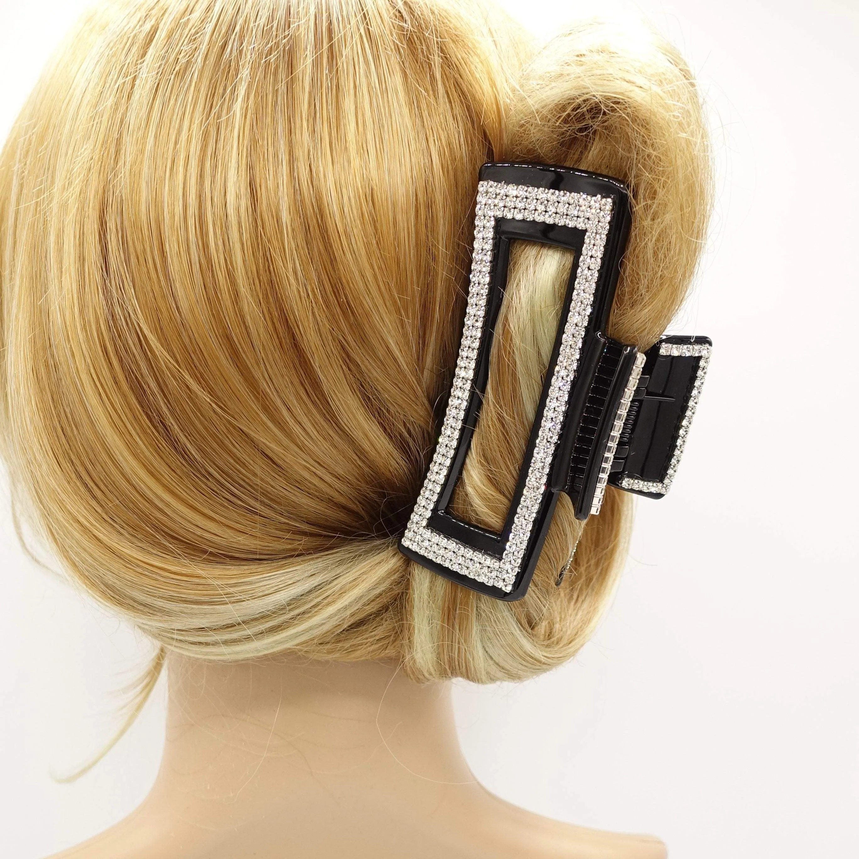 trendy hair claw rectangle rhinestone embellished hair clamp VeryShine hair accessory for women