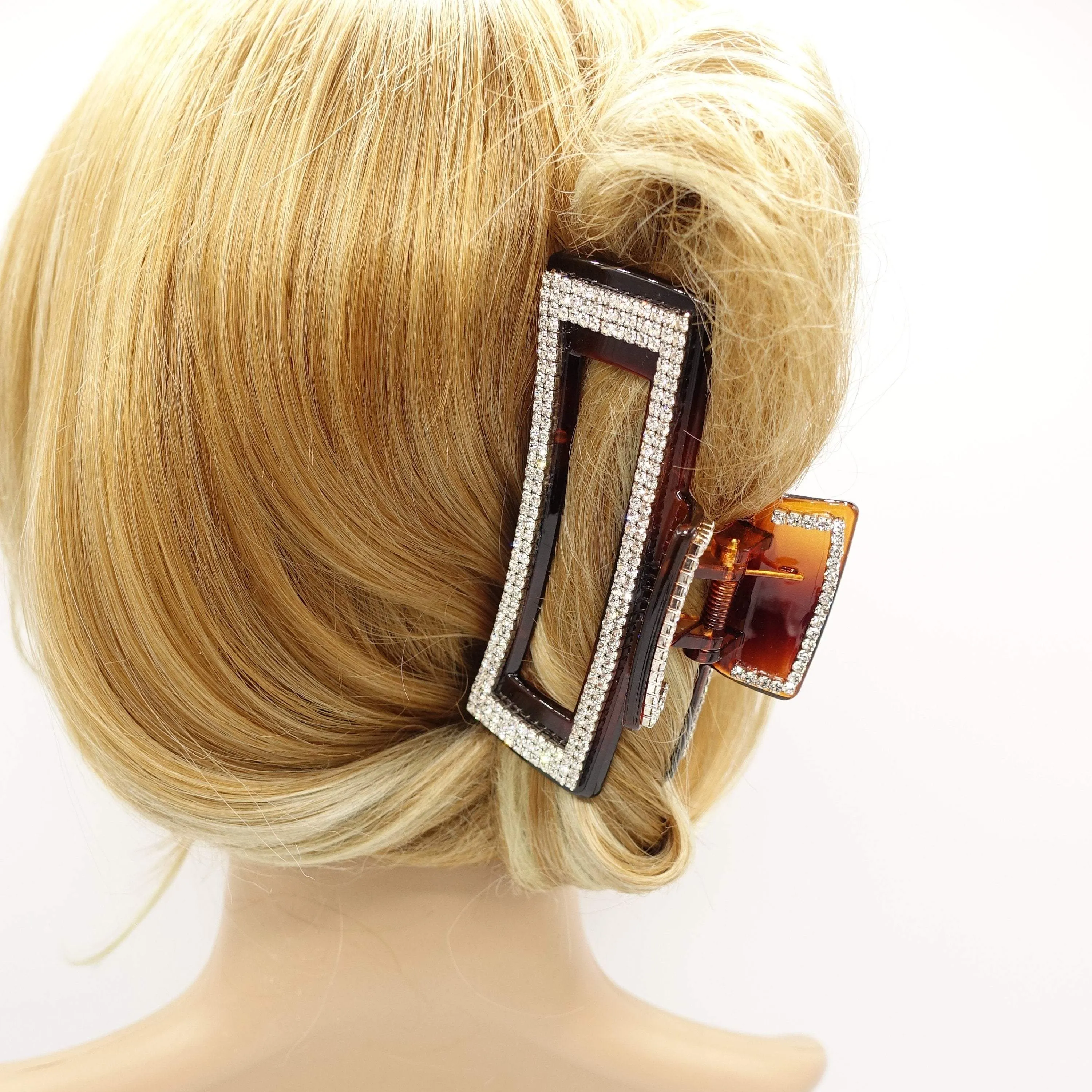 trendy hair claw rectangle rhinestone embellished hair clamp VeryShine hair accessory for women