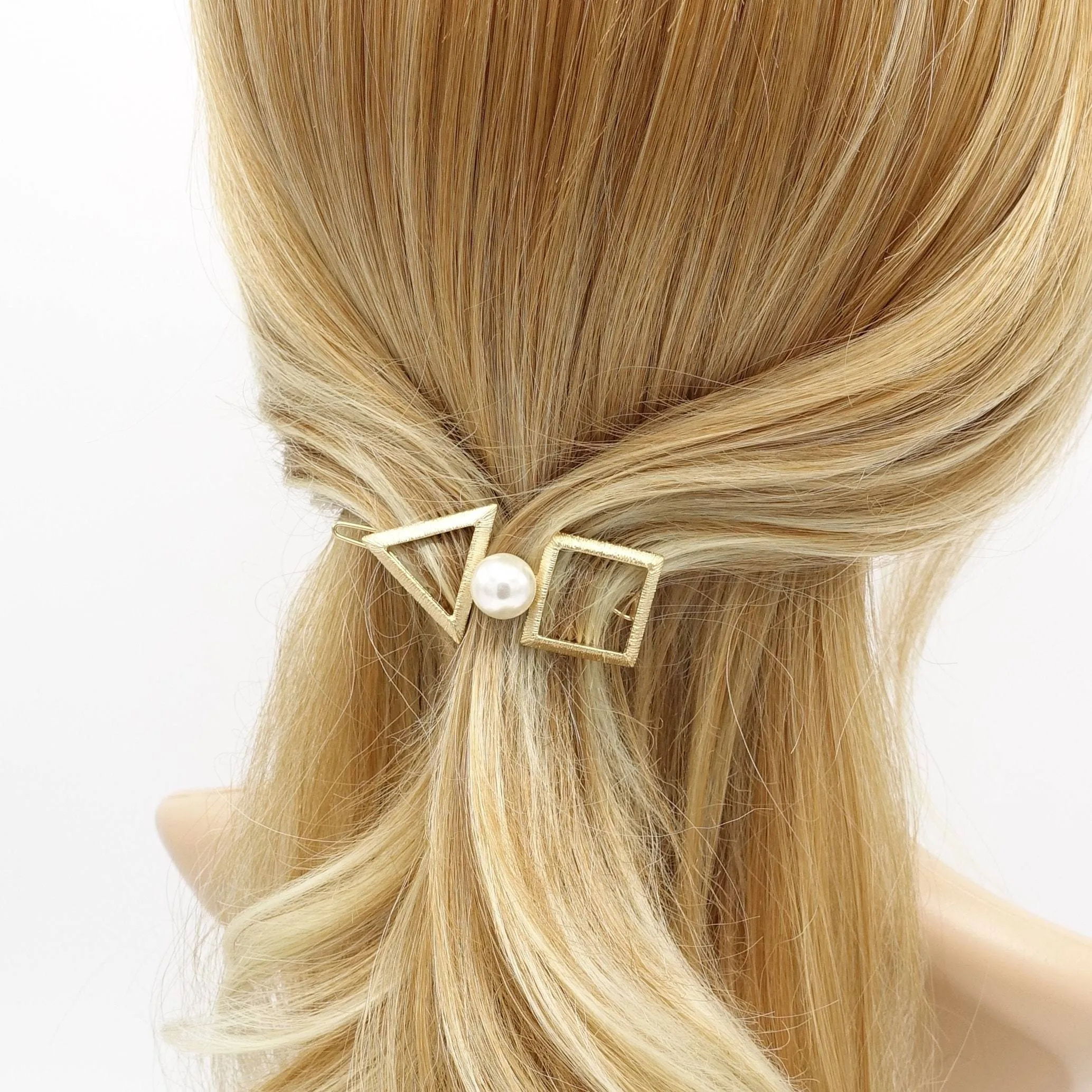 triangle square hair clip pearl hair accessory for women