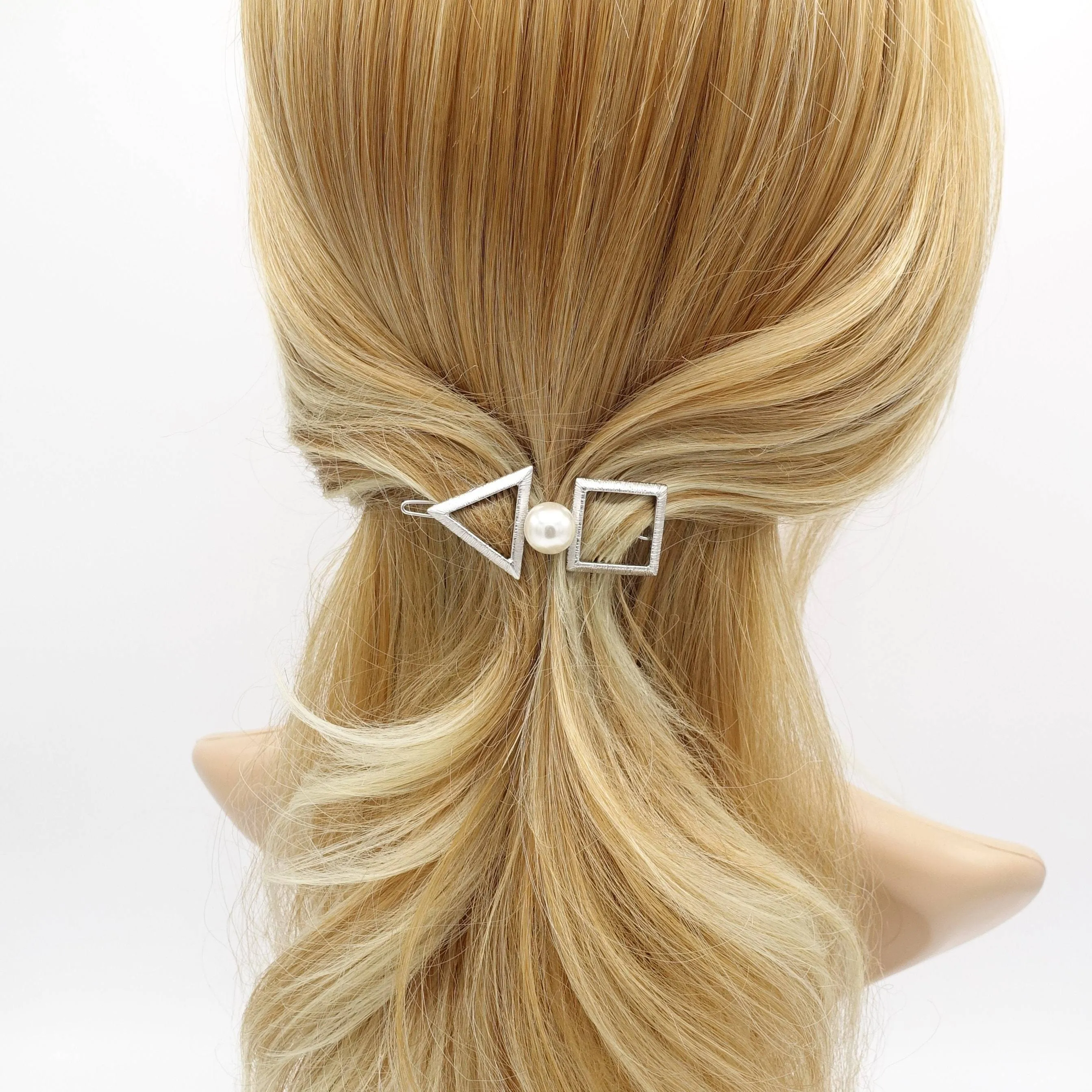 triangle square hair clip pearl hair accessory for women