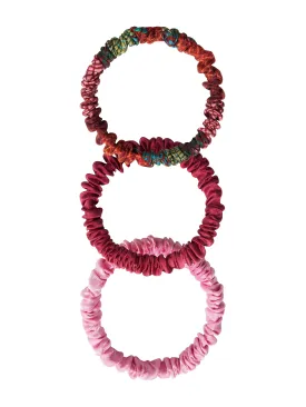 Trio of Scrunchies in Stria Cerise Pink
