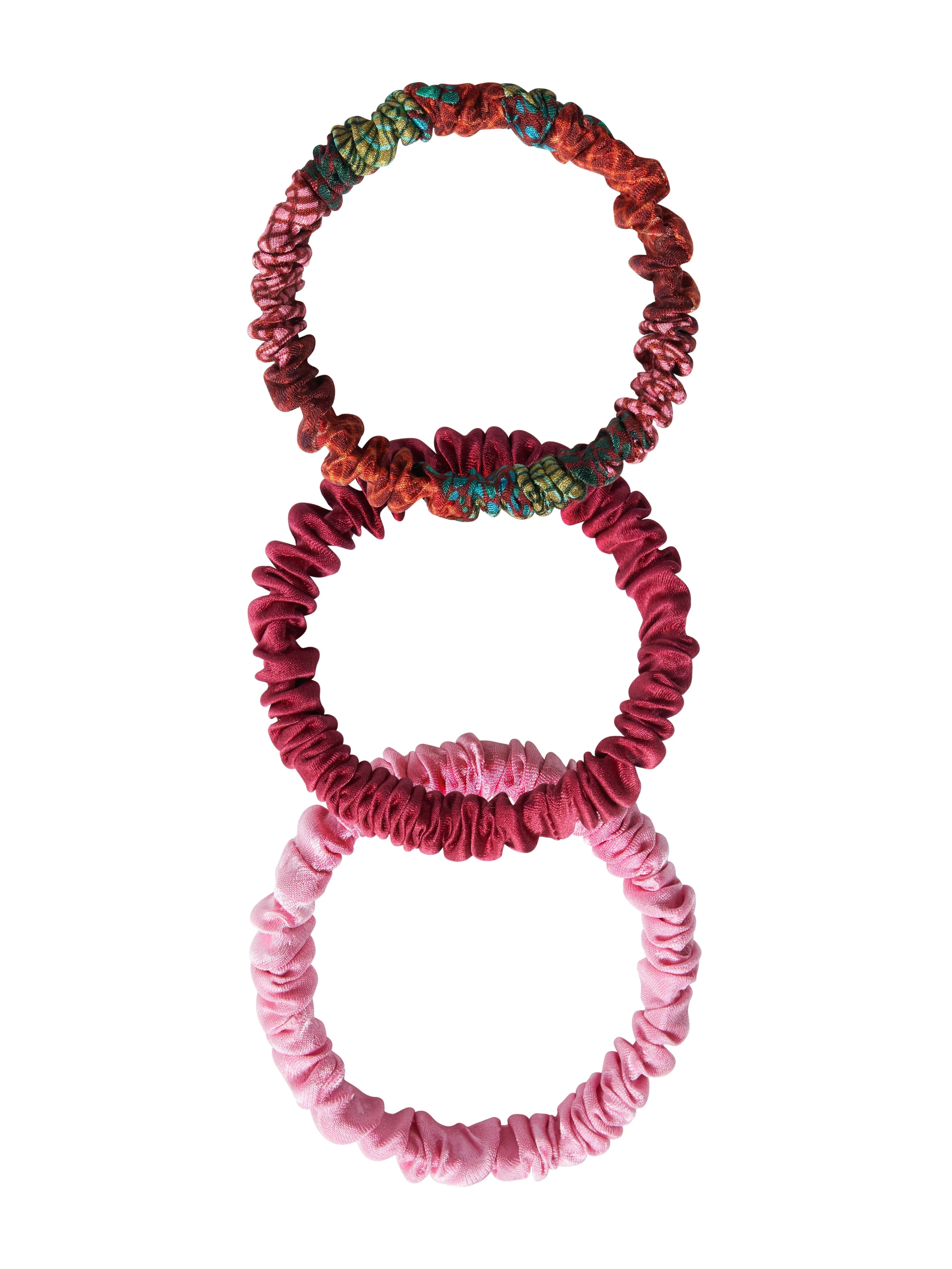 Trio of Scrunchies in Stria Cerise Pink