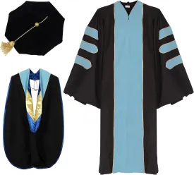 Unisex Deluxe Doctoral Graduation Gown and Doctoral Hood 8 Sided Tam Package