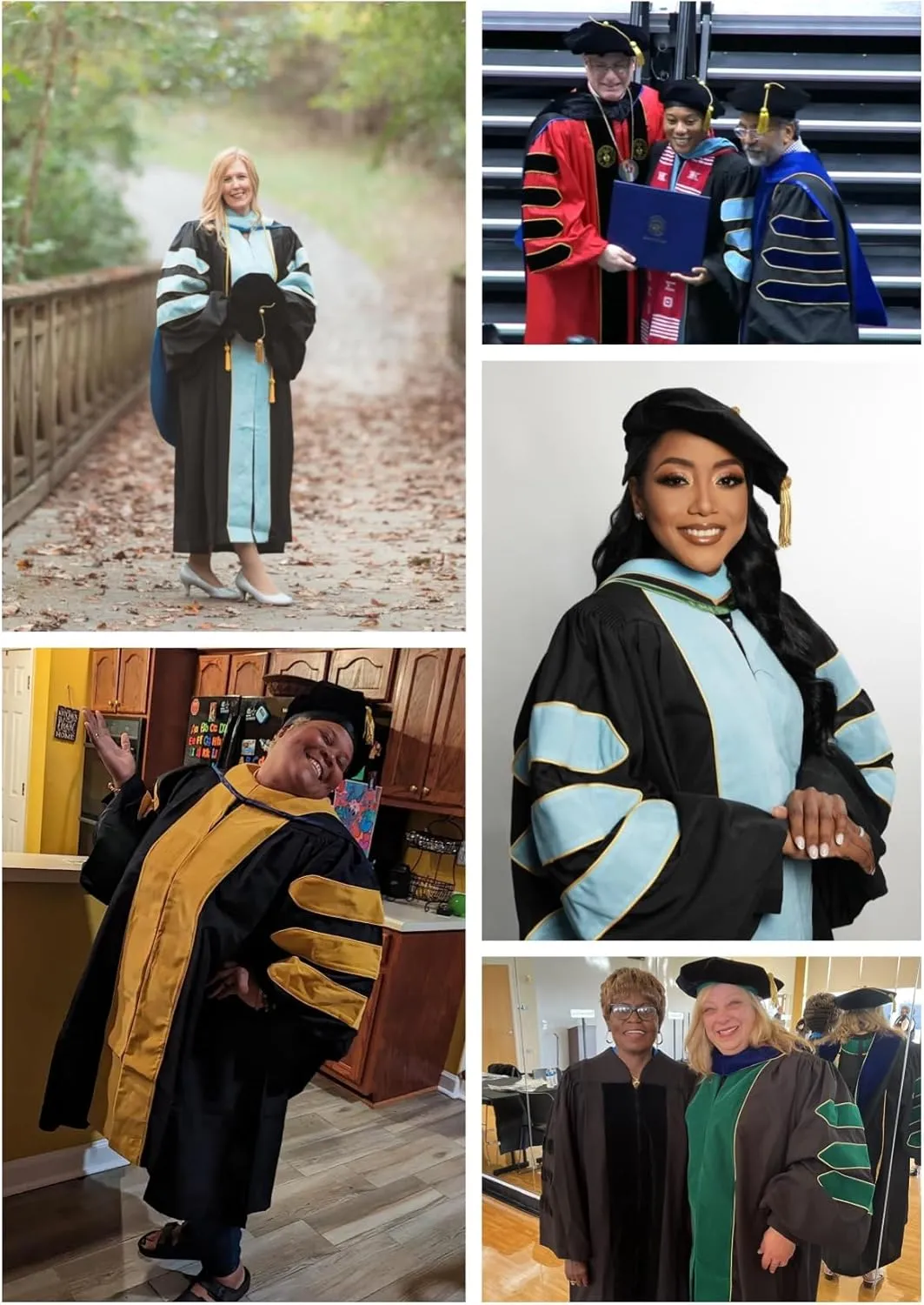 Unisex Deluxe Doctoral Graduation Gown and Doctoral Hood 8 Sided Tam Package