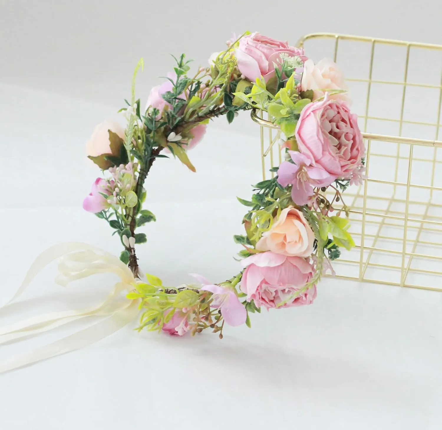 Vivivalue Fairy Floral Crown Woodland Elf flower Headband Elven Wreath for Women Girls Halloween Wedding Cosplay Photo Props Renaissance Lavender