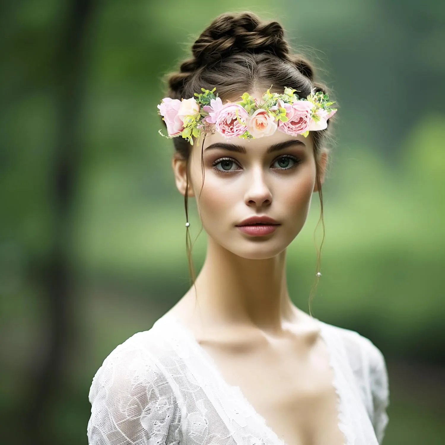 Vivivalue Fairy Floral Crown Woodland Elf flower Headband Elven Wreath for Women Girls Halloween Wedding Cosplay Photo Props Renaissance Lavender