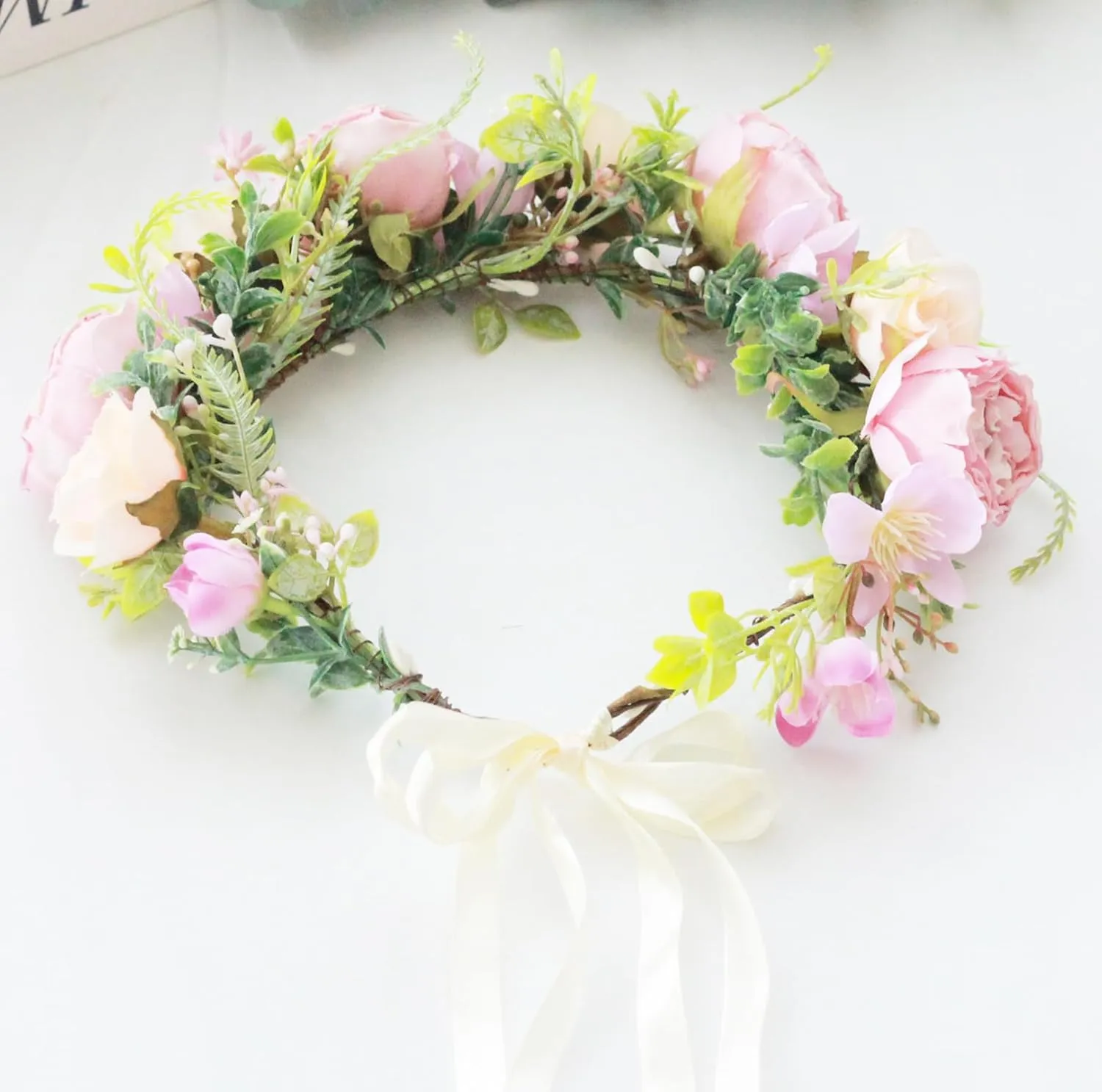 Vivivalue Fairy Floral Crown Woodland Elf flower Headband Elven Wreath for Women Girls Halloween Wedding Cosplay Photo Props Renaissance Lavender