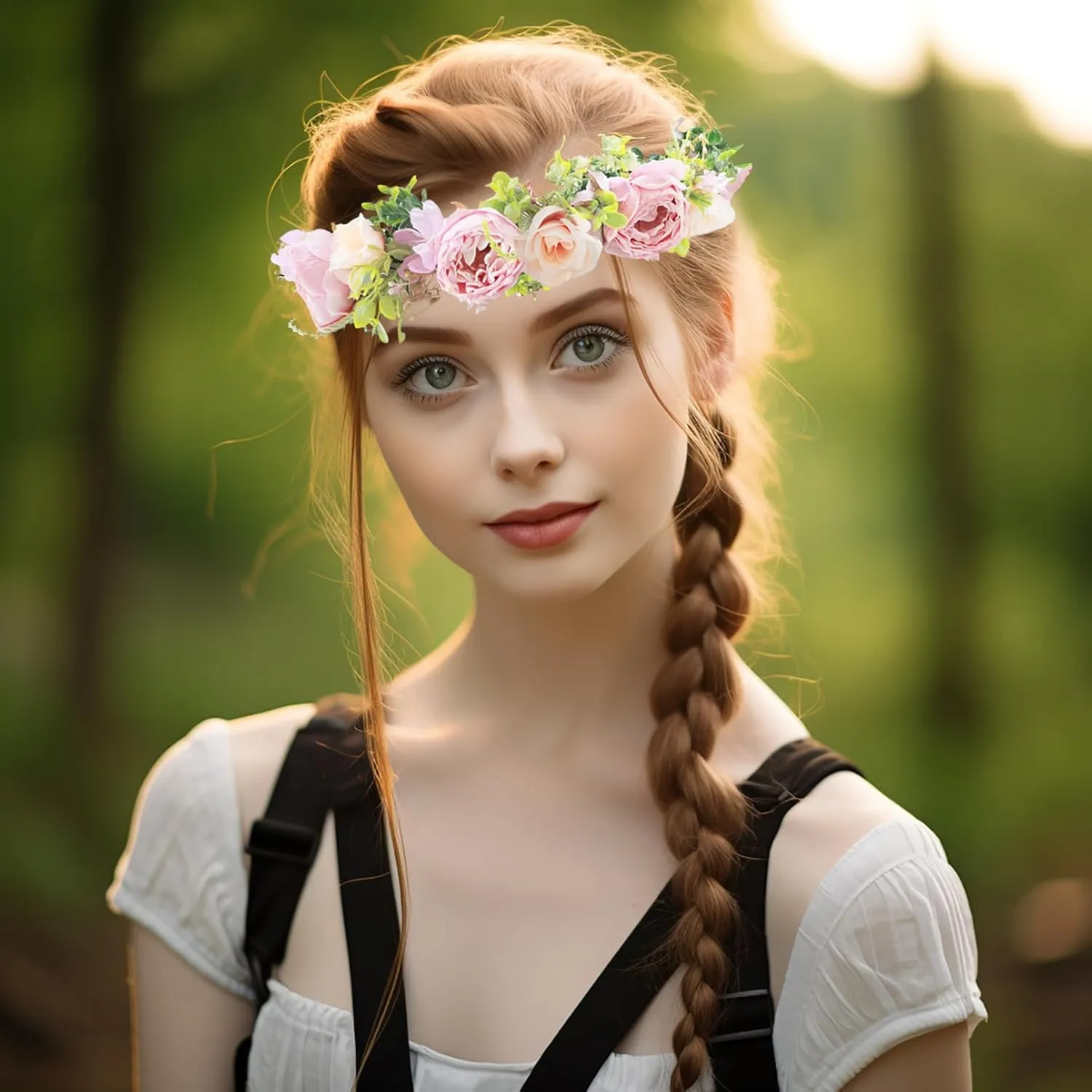 Vivivalue Fairy Floral Crown Woodland Elf flower Headband Elven Wreath for Women Girls Halloween Wedding Cosplay Photo Props Renaissance Lavender
