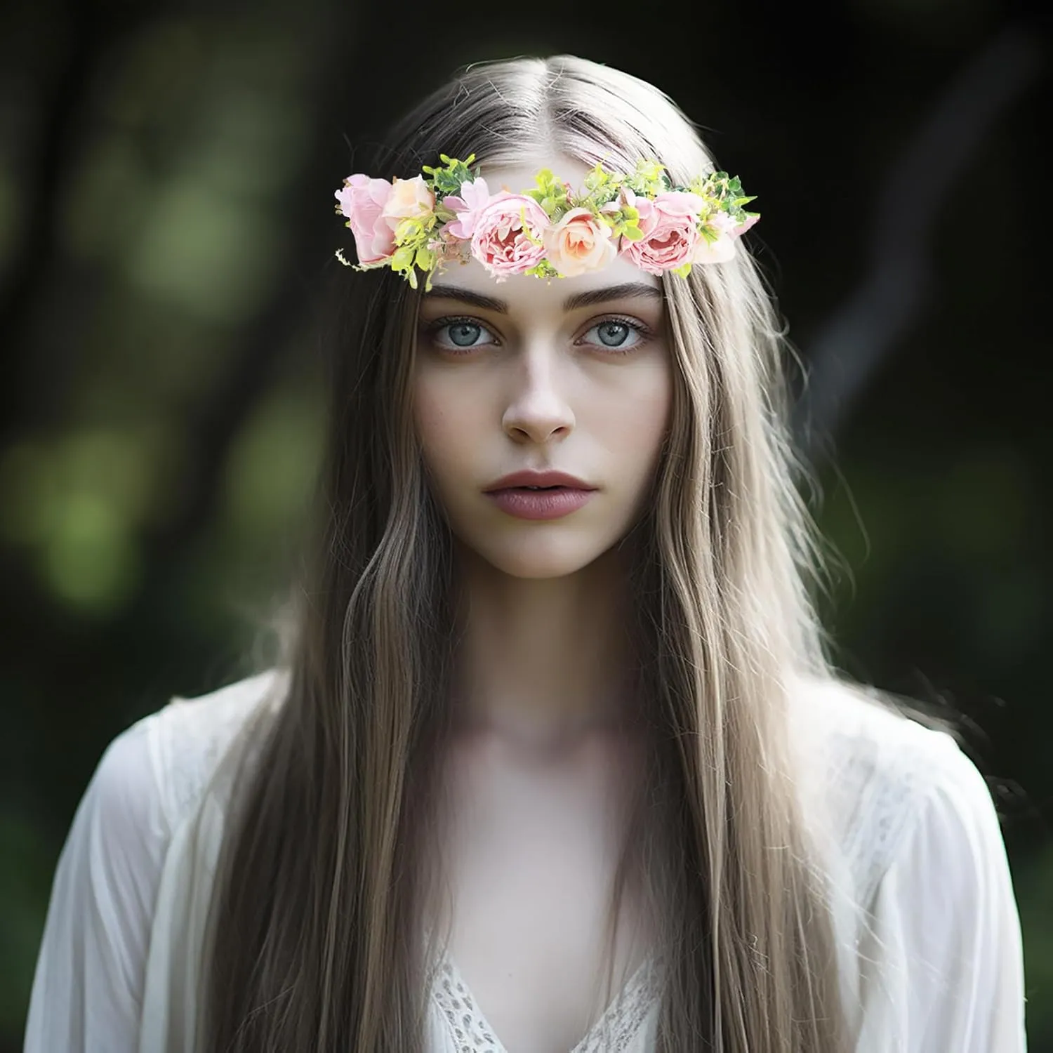 Vivivalue Fairy Floral Crown Woodland Elf flower Headband Elven Wreath for Women Girls Halloween Wedding Cosplay Photo Props Renaissance Lavender