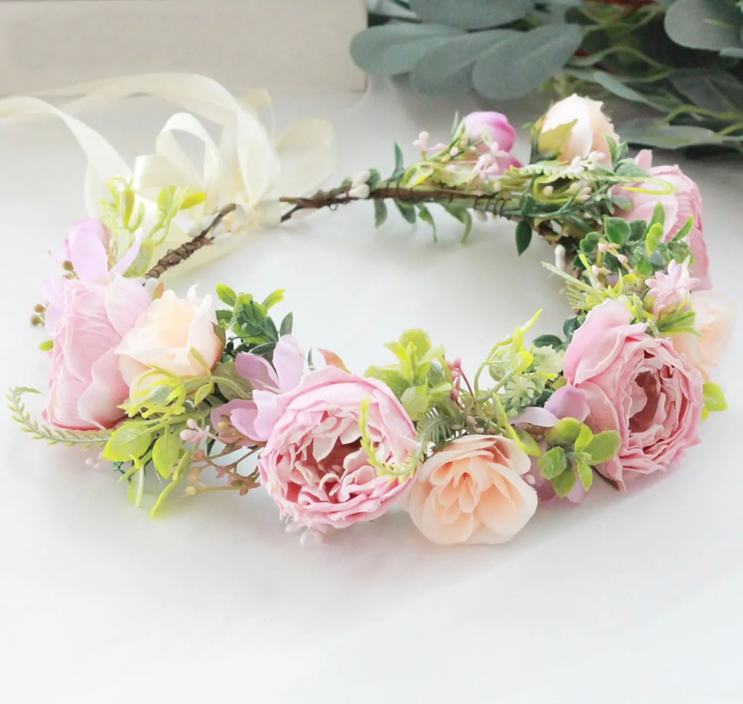 Vivivalue Fairy Floral Crown Woodland Elf flower Headband Elven Wreath for Women Girls Halloween Wedding Cosplay Photo Props Renaissance Lavender