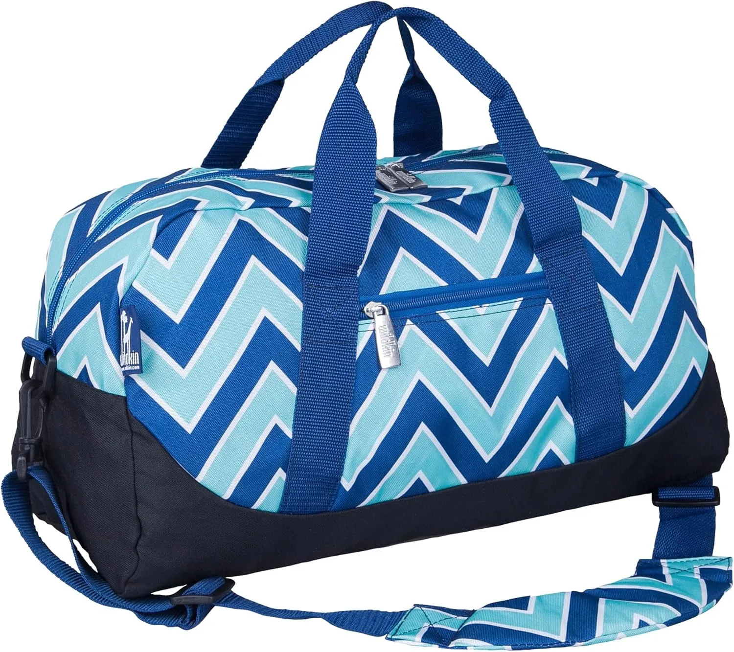 Wildkin Kids Overnighter Duffel Bag  Carry-On Size, Ideal for School & Sleepovers  Chevron Blue
