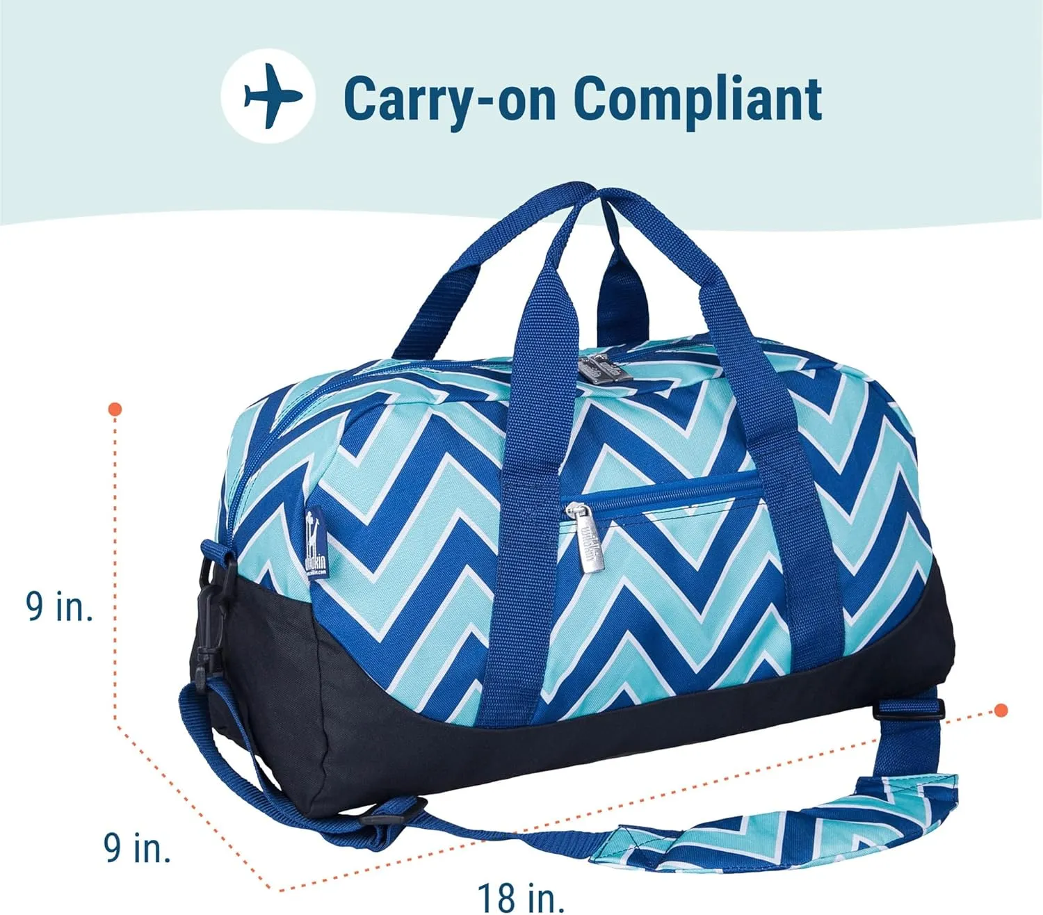 Wildkin Kids Overnighter Duffel Bag  Carry-On Size, Ideal for School & Sleepovers  Chevron Blue