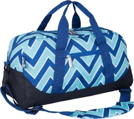 Wildkin Kids Overnighter Duffel Bag  Carry-On Size, Ideal for School & Sleepovers  Chevron Blue