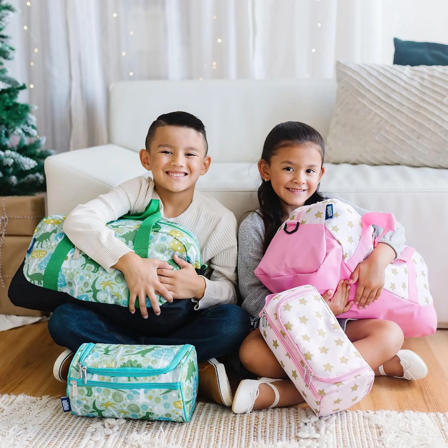 Wildkin Kids Overnighter Duffel Bag  Carry-On Size, Ideal for School & Sleepovers  Chevron Blue