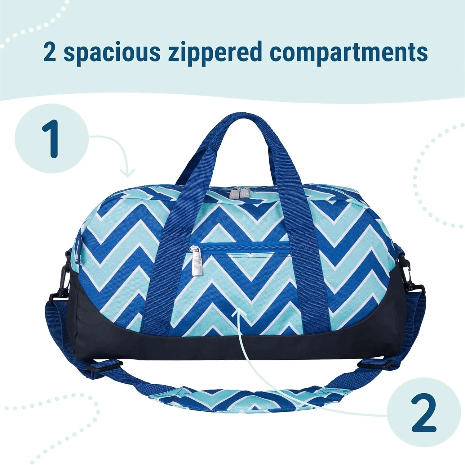 Wildkin Kids Overnighter Duffel Bag  Carry-On Size, Ideal for School & Sleepovers  Chevron Blue
