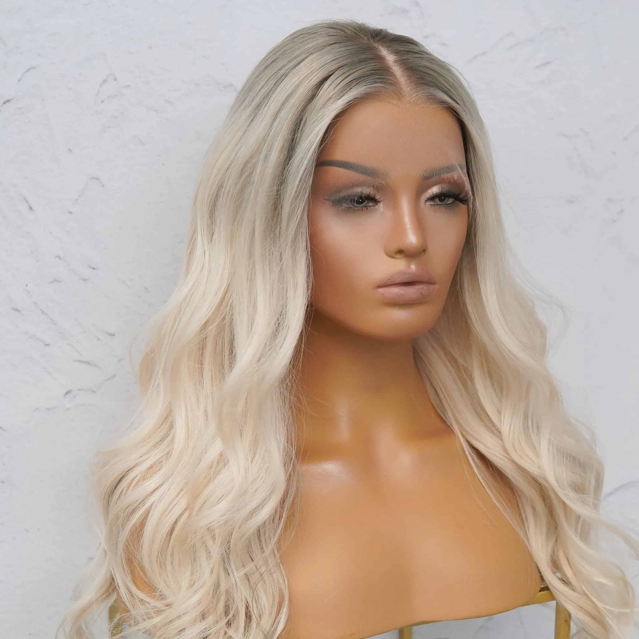 WINNY Grey Blonde Human Hair Lace Front Wig