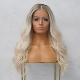 WINNY Grey Blonde Human Hair Lace Front Wig