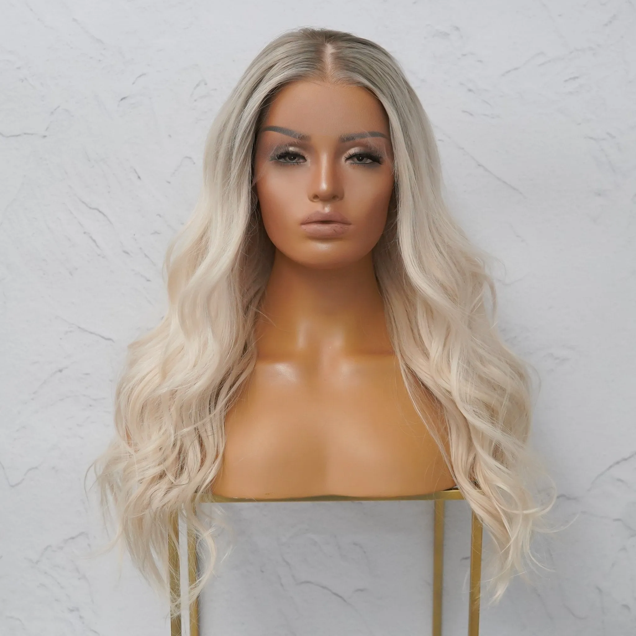 WINNY Grey Blonde Human Hair Lace Front Wig