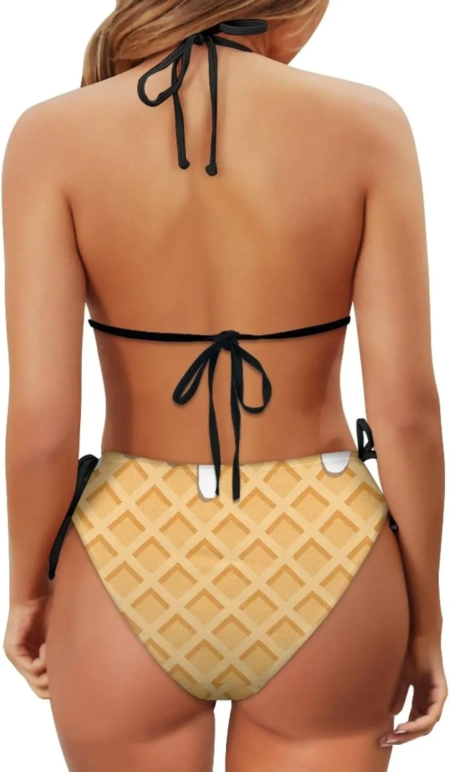 Womens Sexy Cut Out Swimsuits Lace Up Cheeky String Bikini Hollow-Carved Brazilian Bra Panty, Halter Bathing Suits