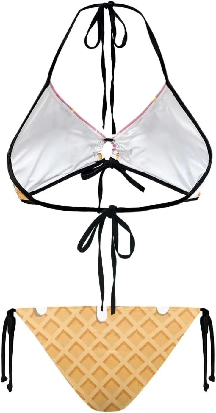 Womens Sexy Cut Out Swimsuits Lace Up Cheeky String Bikini Hollow-Carved Brazilian Bra Panty, Halter Bathing Suits