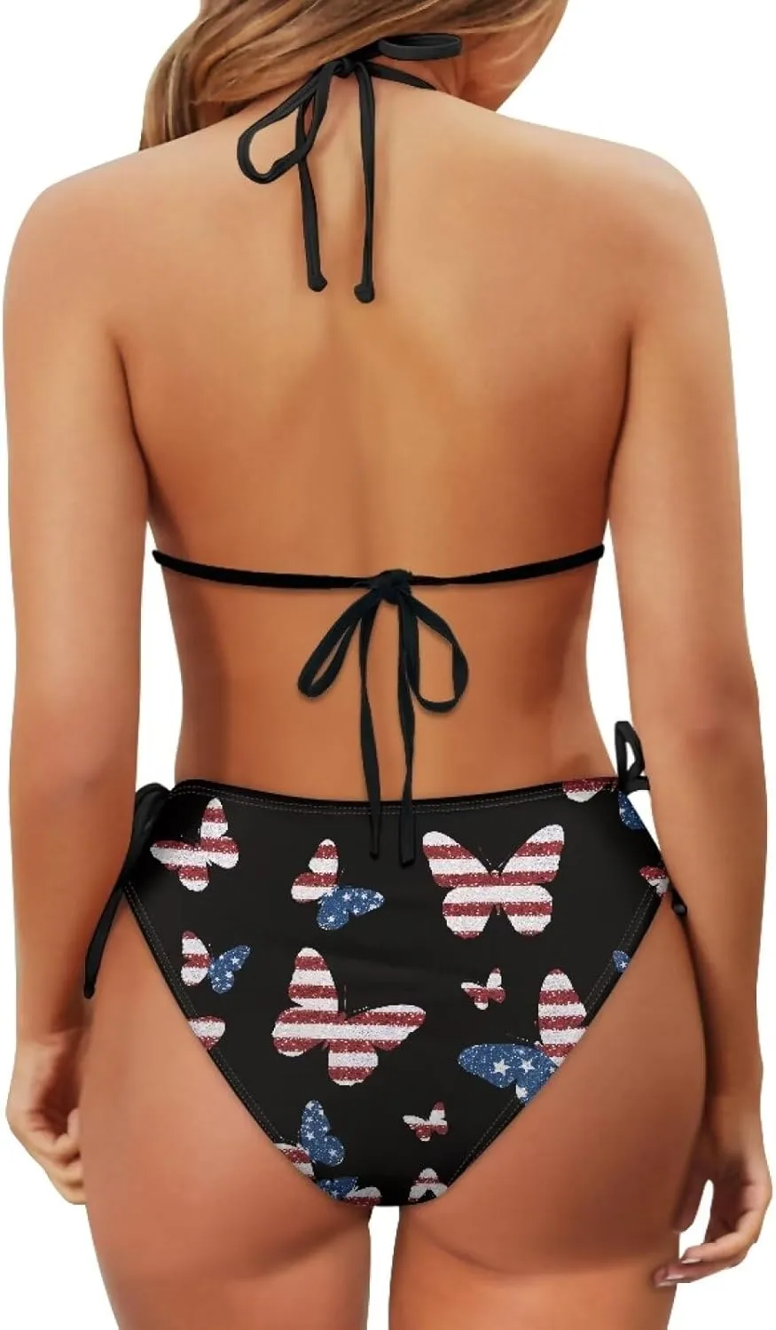 Womens Sexy Cut Out Swimsuits Lace Up Cheeky String Bikini Hollow-Carved Brazilian Bra Panty, Halter Bathing Suits