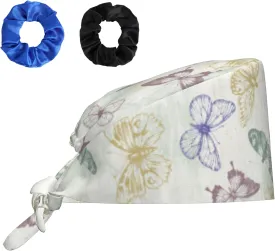 Working Cap Scrub Cap with Sweatband Buttons Adjustable Unisex Women Tie Back Hat Nurse Surgical Caps