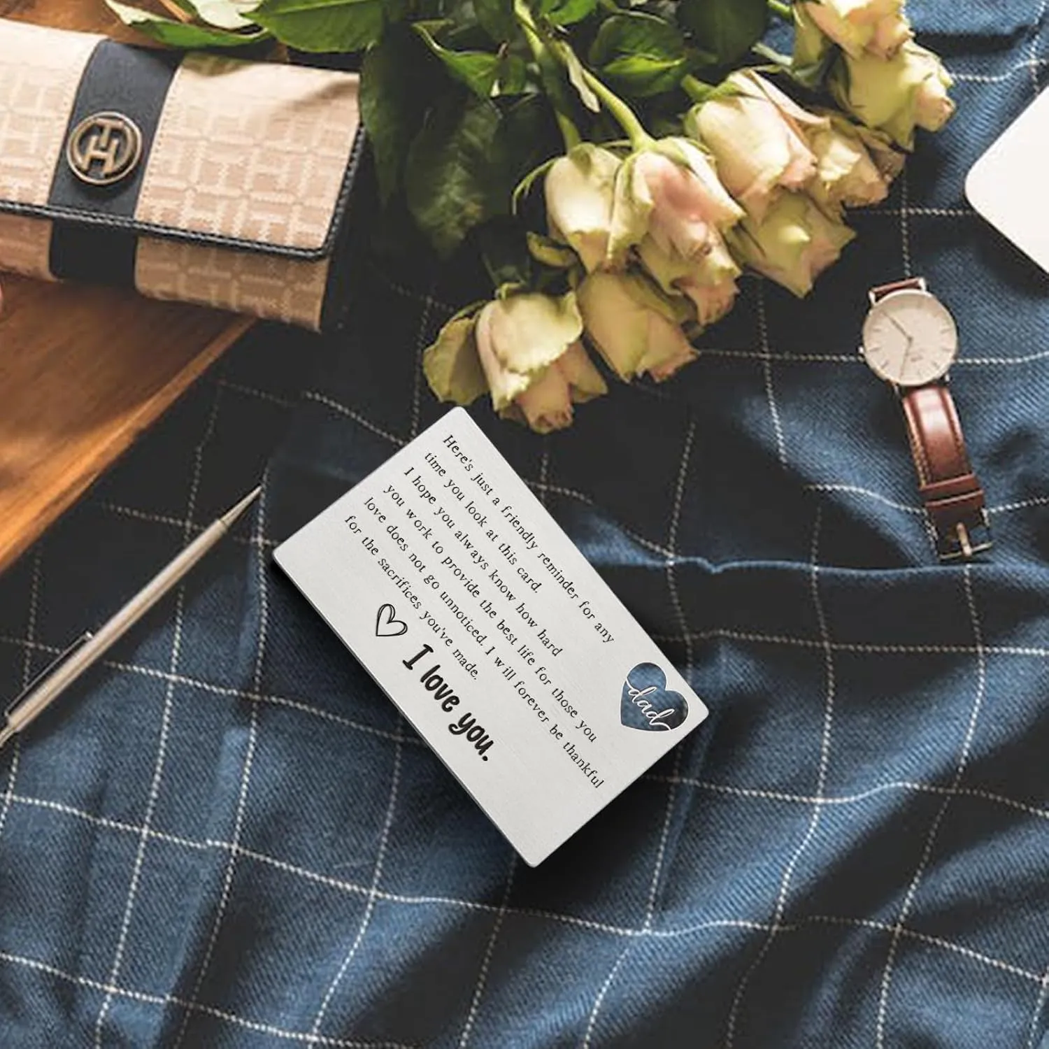 YODOCAMP Thank You Dad Engraved Wallet Card Inserts, Wallet Card for My Dad, Dad Gifts from Daughter Son, Birthday Father's Day Thanksgiving Christmas Gift Card for Daddy Papa