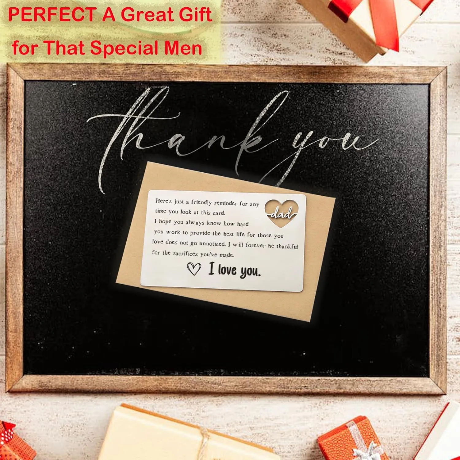 YODOCAMP Thank You Dad Engraved Wallet Card Inserts, Wallet Card for My Dad, Dad Gifts from Daughter Son, Birthday Father's Day Thanksgiving Christmas Gift Card for Daddy Papa